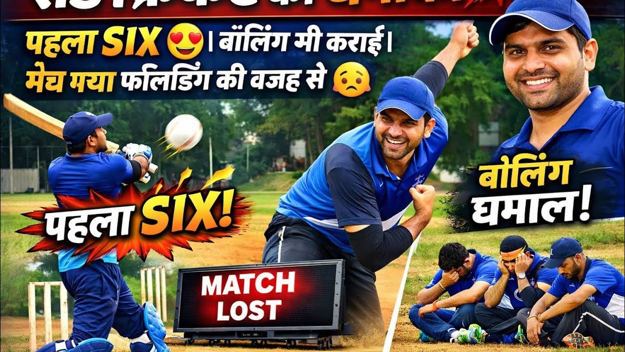संडे क्रिकेट का धमाका 💥 | पहला SIX 😍 | बॉलिंग भी कराई | मैच गया फील्डिंग की वजह से 😓#cricketlover 