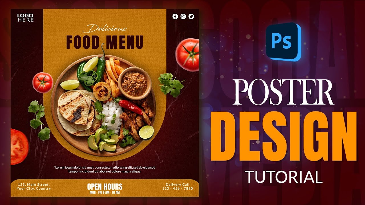 Food Social Media Design in Photoshop | Graphic Design | Photoshop Tutorial