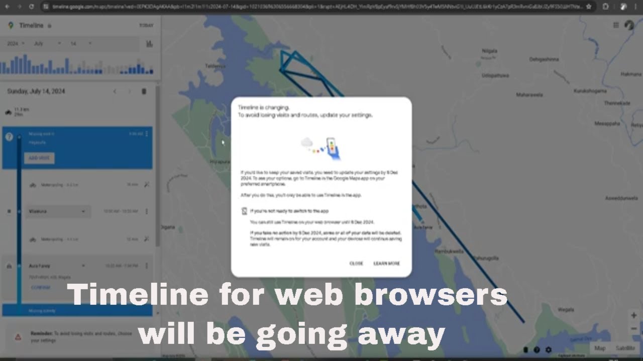 Google Map Timeline for web browsers will be going away- What To Do?