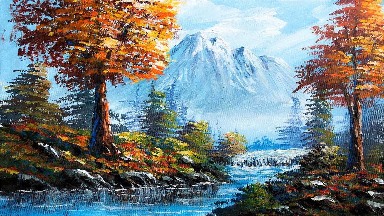 Forest River Painting | Easy Forest River Landscape Painting Tutorial By Nepali Artist - Art Candy