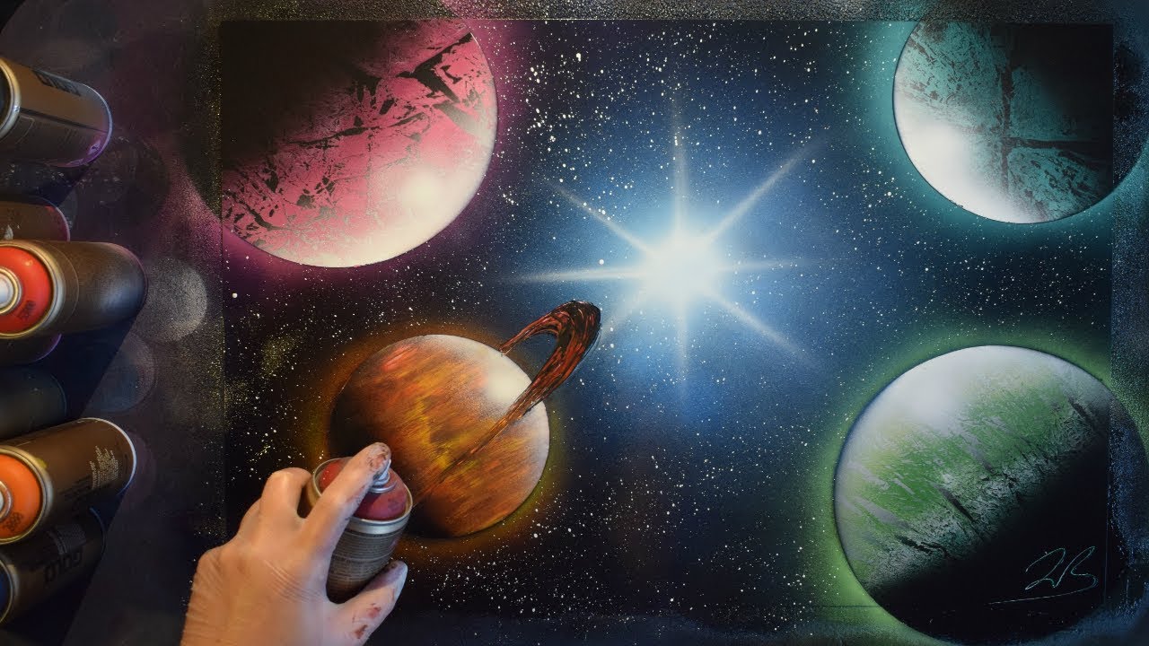 Glowing Star - Spray Paint Art by Jon Barber