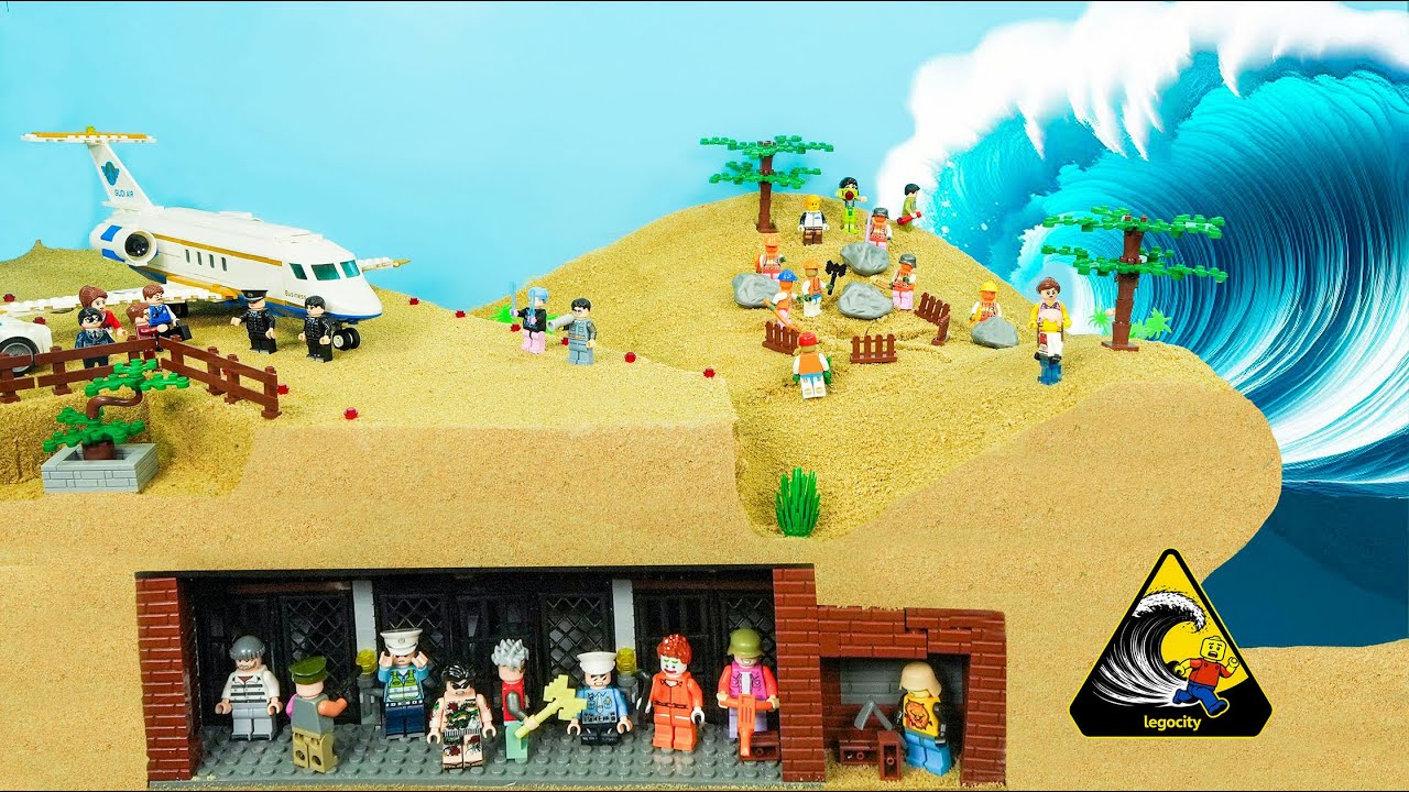 LEGO Tsunami Engulfs Airport | Floods Underground Prison – Lego Dam Break Experiment