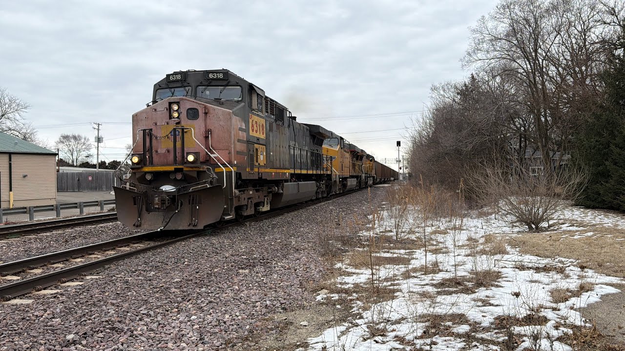 UP 6318 (SP Patch) Leads UP CSHNA9 In Elburn, IL On February 8, 2026