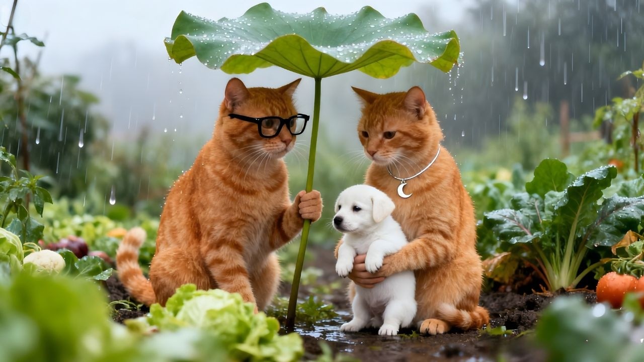 Slow Life on the Farm A Cat Family’s Love and Rescue a Puppy | Relaxing Video