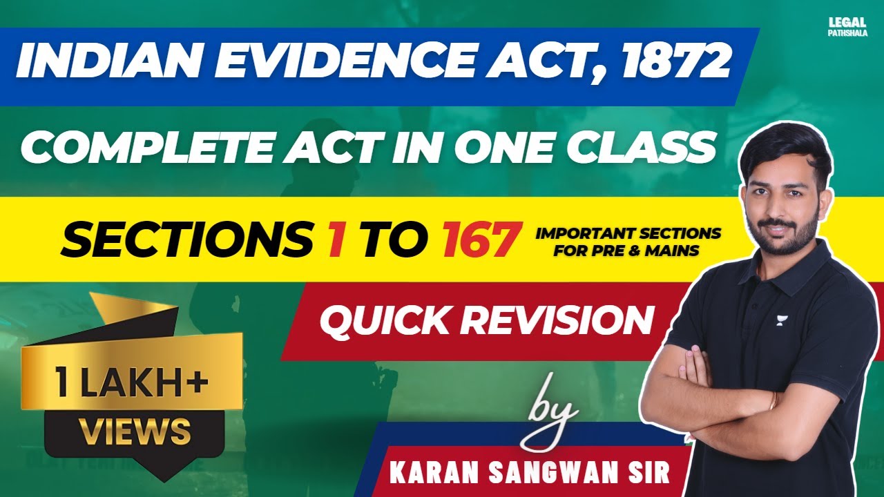 Indian Evidence Act, 1872 Lectures | Complete Act | Quick revision | Hindi | Judiciary Imp Sections