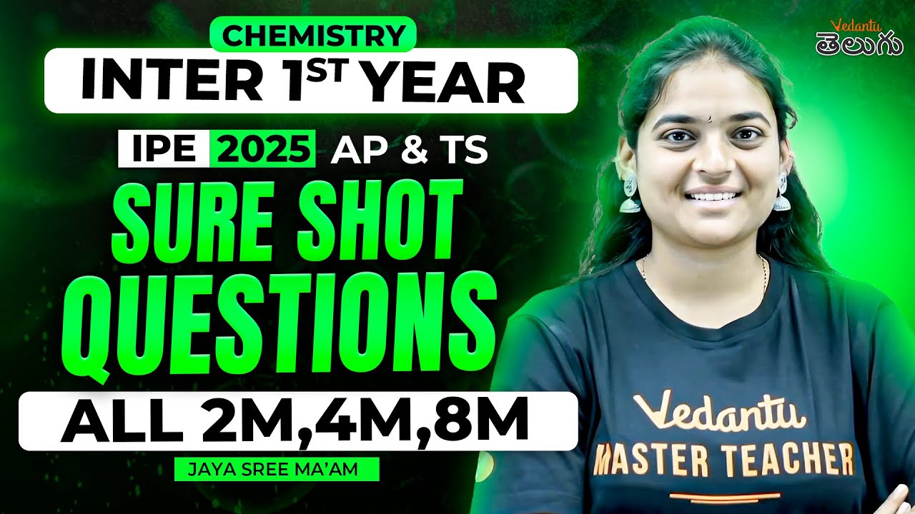 Inter 1st Year Chemistry IPE 2025 🔥 2M, 4M, 8M Questions | AP & TS | Vedantu Telugu