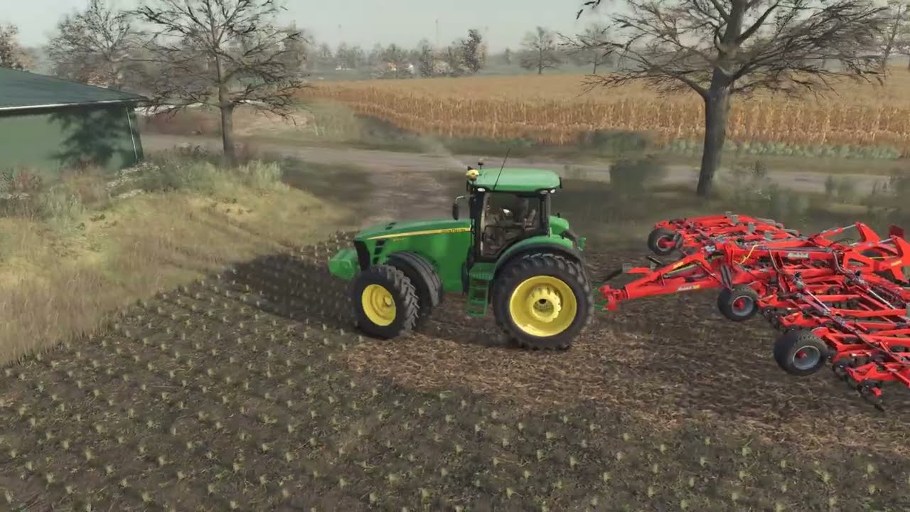 cultivating field with John Deere 8345R #farmingsimulator25 #fs25 #pcgaming