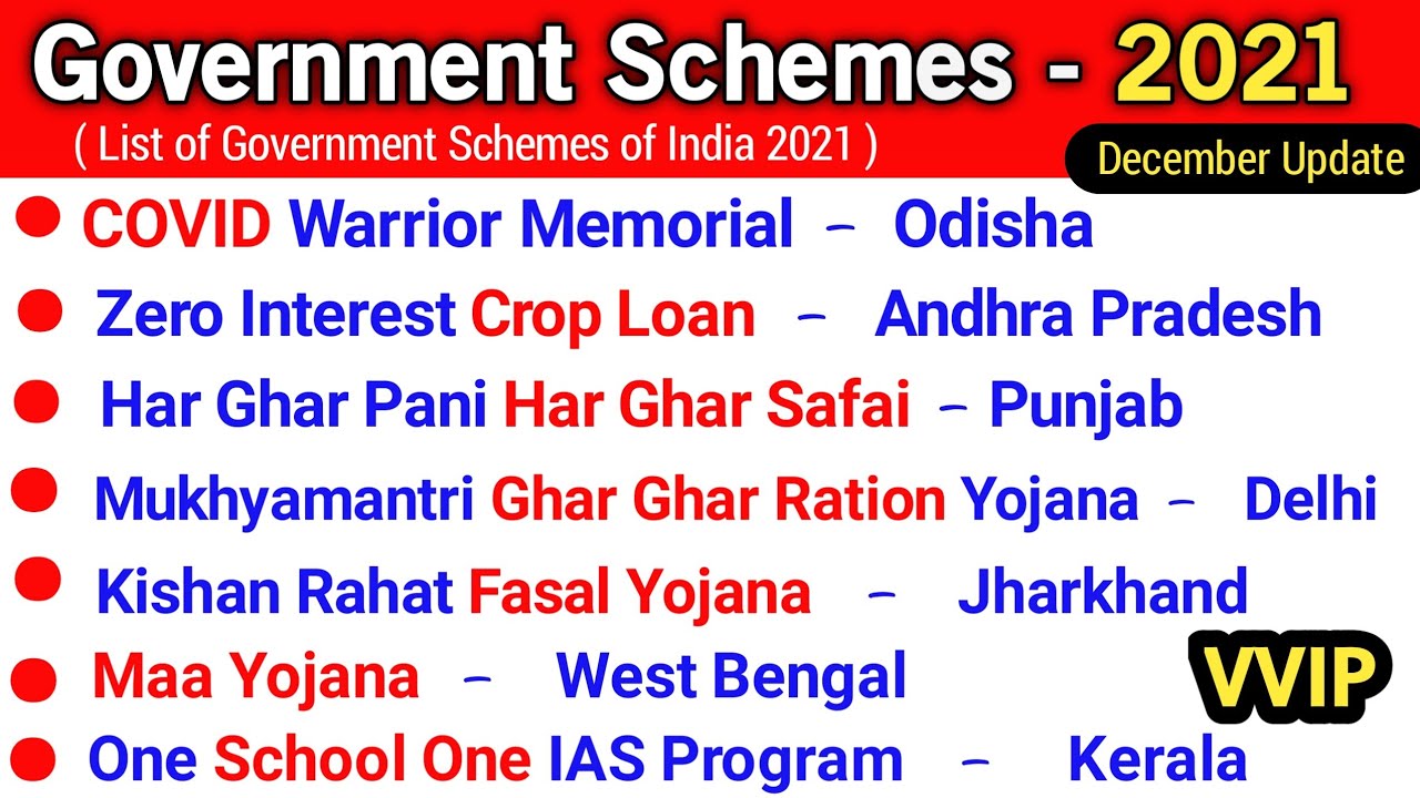 Government Schemes 2021 | Important Government Schemes 2021 | list of all Government Schemes |