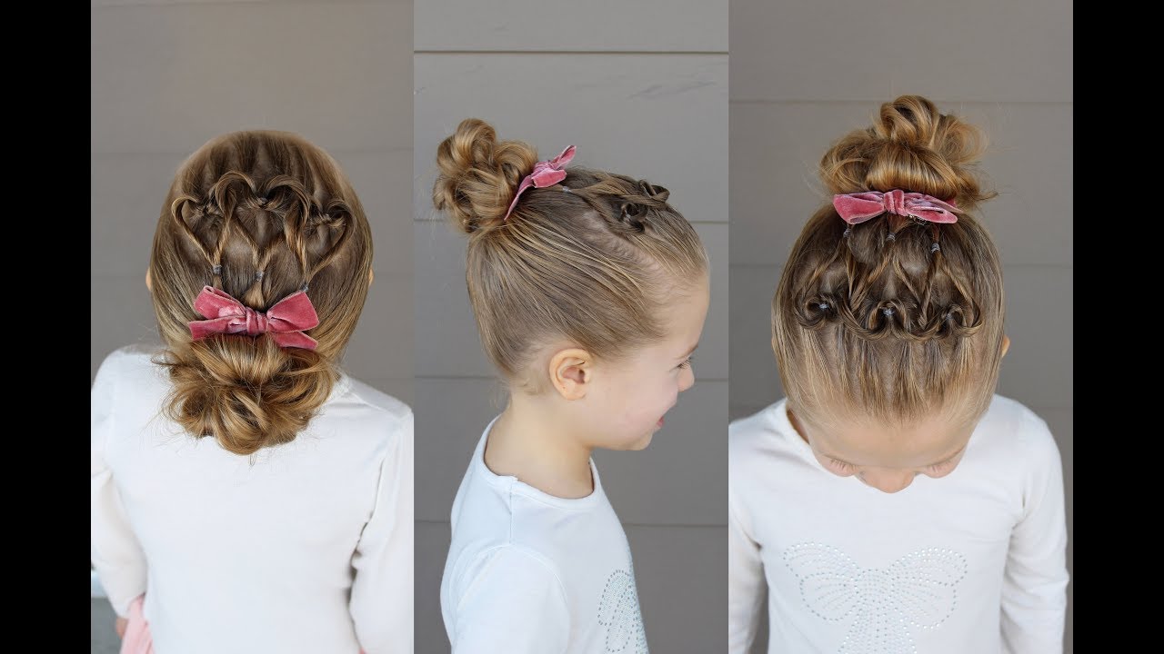Triple Heart Top Knot | Valentine's Hairstyle | Q's Hairdos