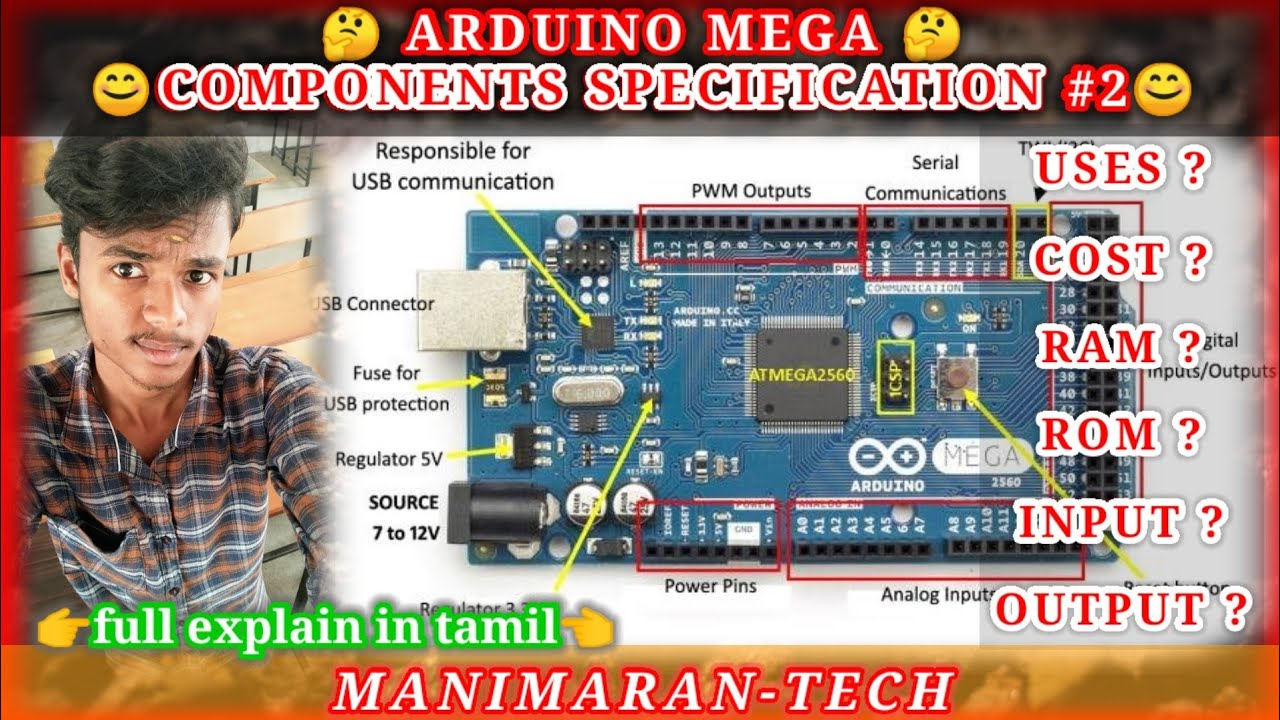 Arduino mega specification | arduino mega | components specification #2 😯| tamil | manimarantech