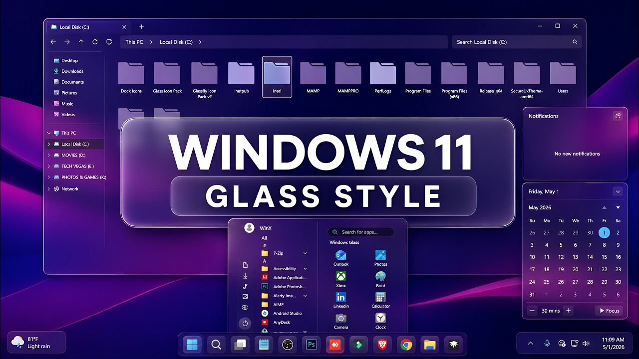 Give Windows 11 a Transparent Glass Look | Full Windows 11 Setup