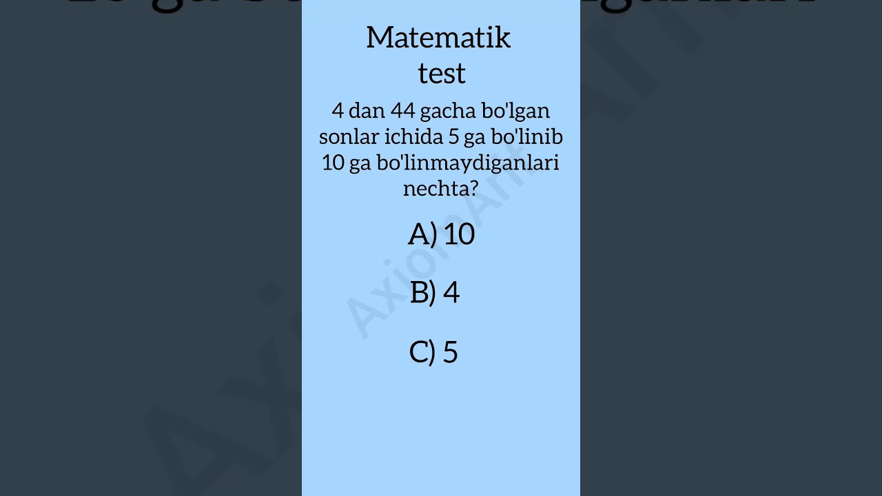 Qiziqarli matematik test || siz buni bilasizmi?!