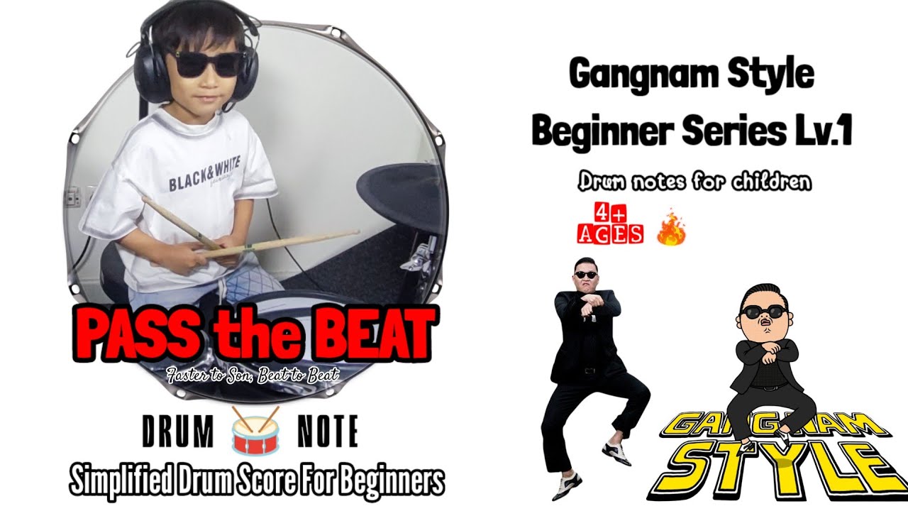 Gangnam Style - PSY | Drum Note, Drumless for Beginners 🔥