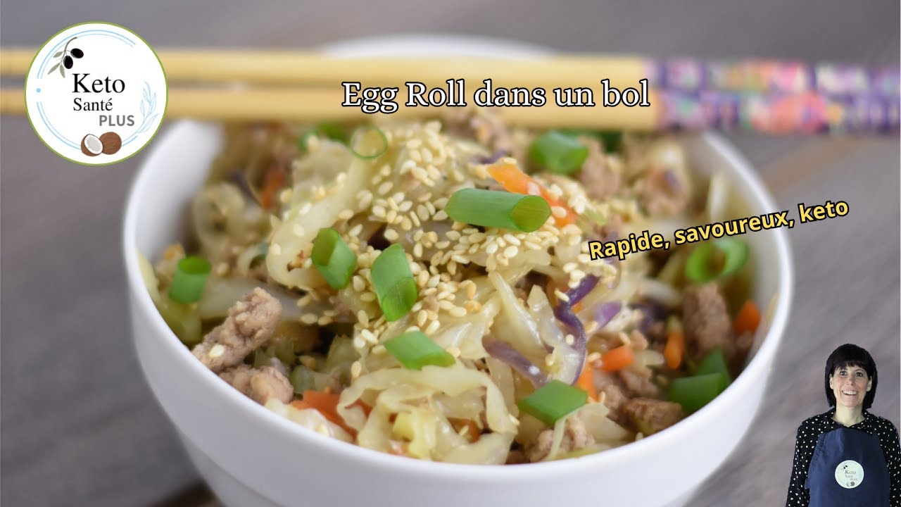 Egg Roll Keto dans un Bol — Sans Gluten, Prêt en 30 min (1 poêle)