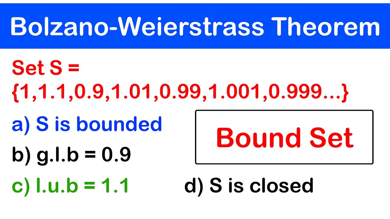 🔶09 - Bound Set and Bolzano Weierstrass Theorem | Upper Bounds, Lower Bounds and Limit Points