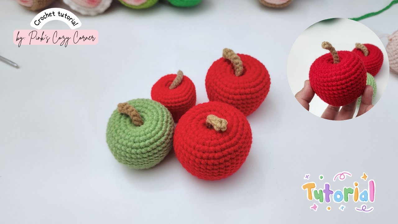 Crochet Apple tutorial / Amigurumi fruit pattern / quiet tutorial