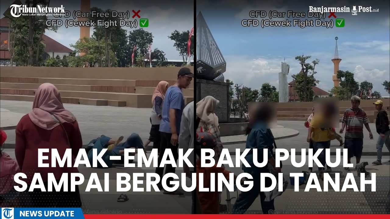 Viral Perkelahian Emak-emak hingga Berguling di Alun-alun Sidoarjo, Satpol PP Buka Suara