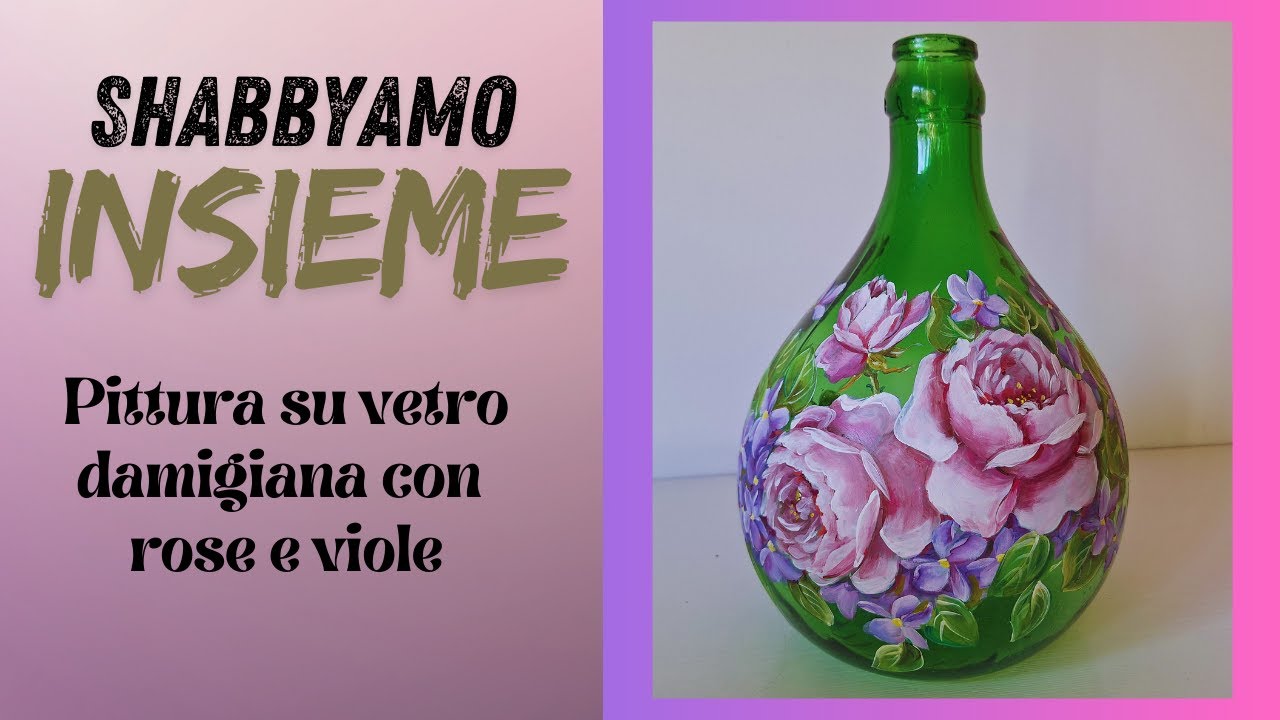Come dipingere rose e violette shabby su vetro #shabbyamo #country #shabby