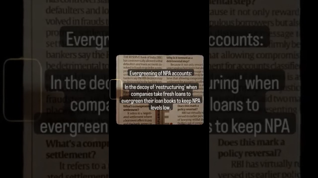 🏦💸💵 evergreening of bad #loan accounts #upsc #economy #rbi #bankruptcy #upsccurrentaffairs