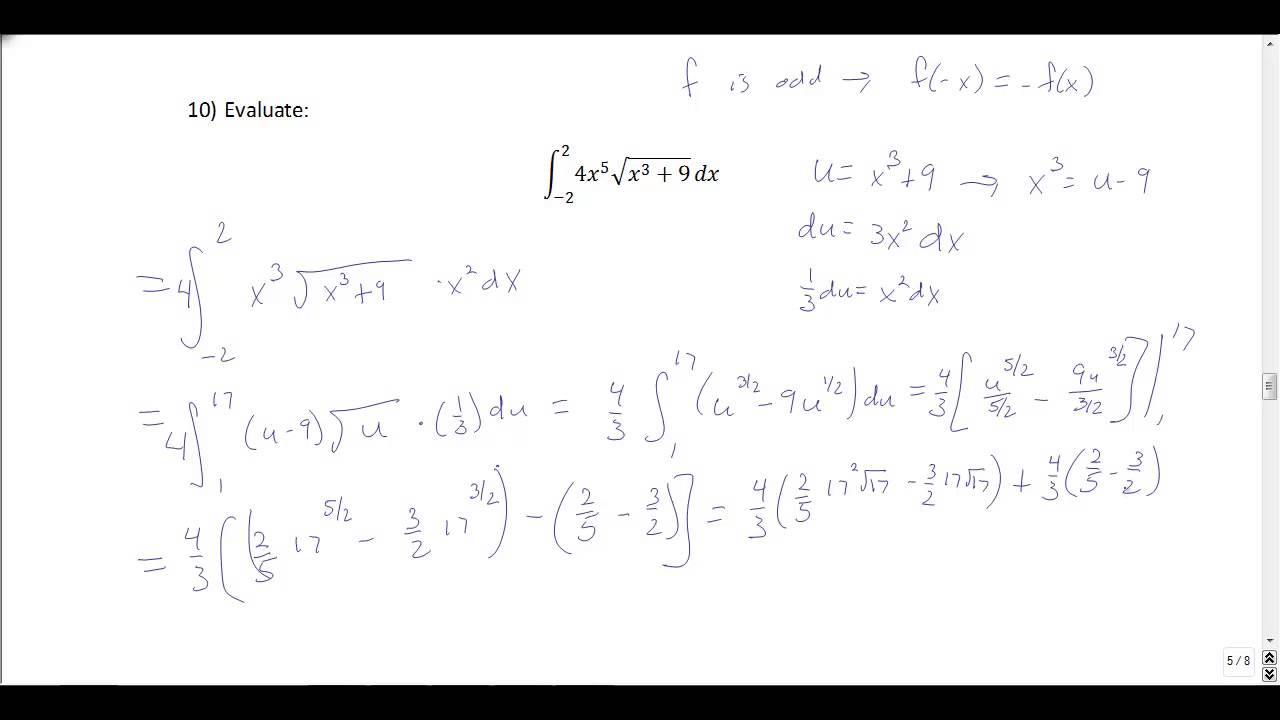 Calculus Problems: Substitution with Integrals and Areas Between Curves