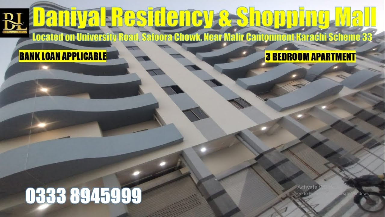 Daniyal Residency & Shopping Mall Corner 3 Bedroom Apartment Bank Loan Applicable  Scheme 33