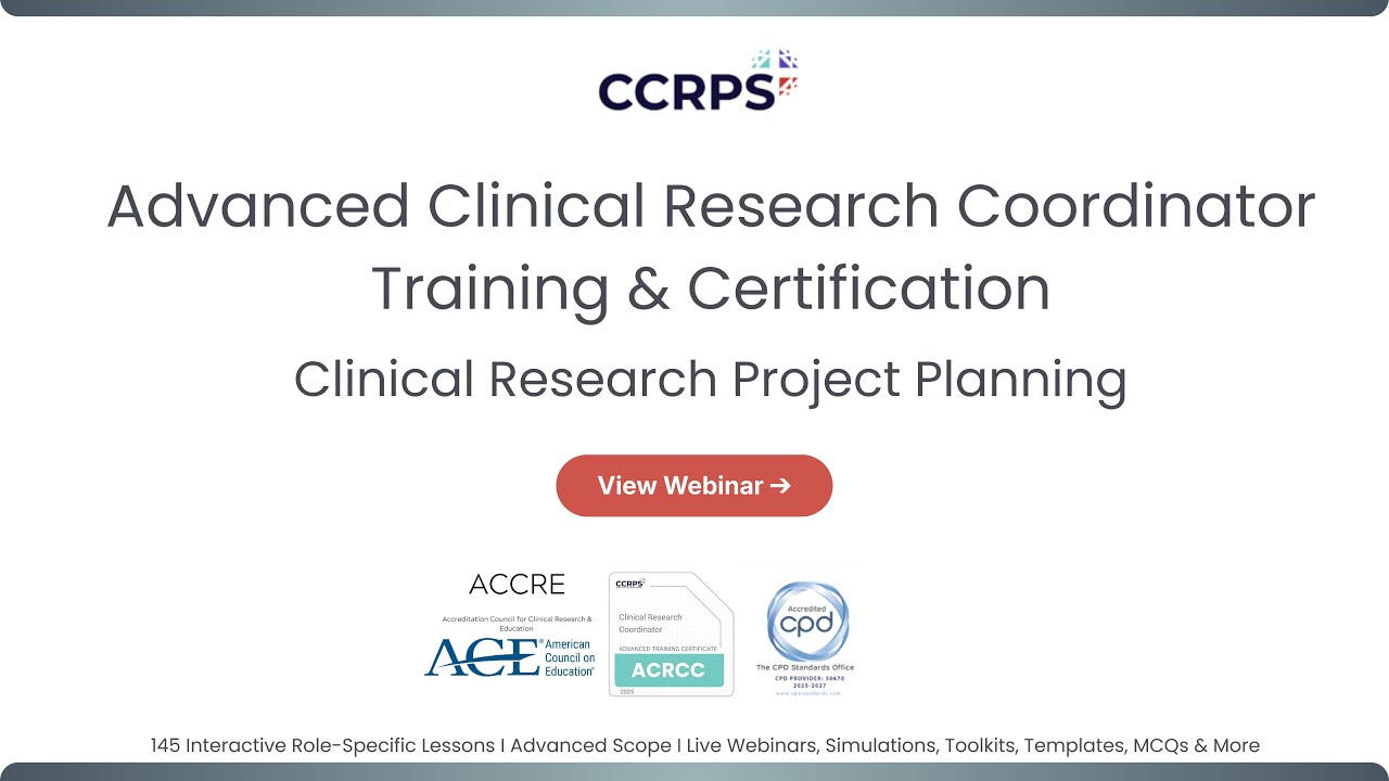 Clinical Research Project Management Planning for CRCs | ACRCC by CCRPS