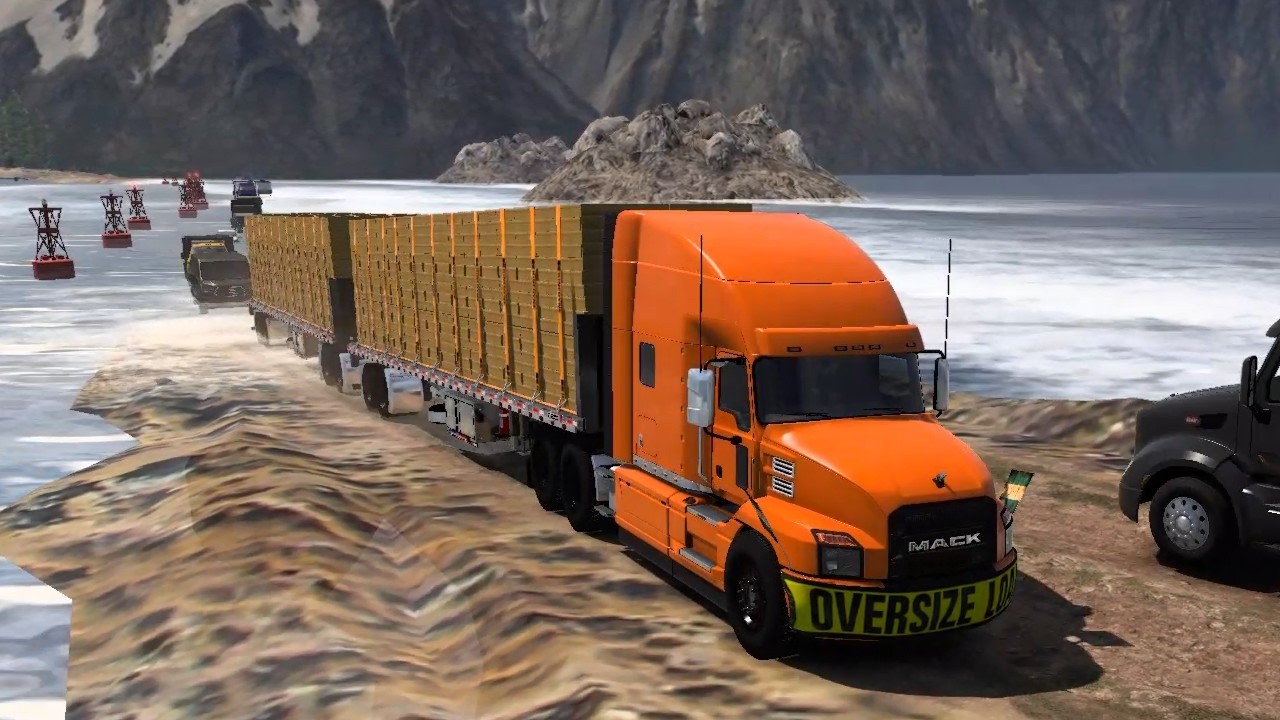 Truck: Mack Anthem. Trailer: Doble planas Fruehauf. Carga: Paletas - ATS 2026 02 25 23 32 57