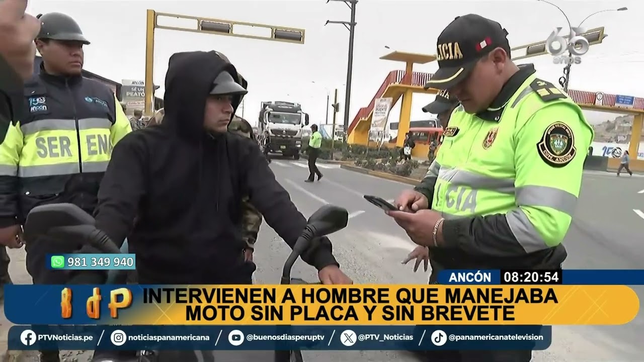 Operativo de control de motos en Ancón: intervienen a sujeto que manejaba sin placa ni brevete