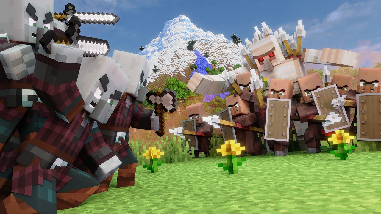 Villagers VS Pillagers! - BUILDING STRENGTH! (Minecraft Animation)