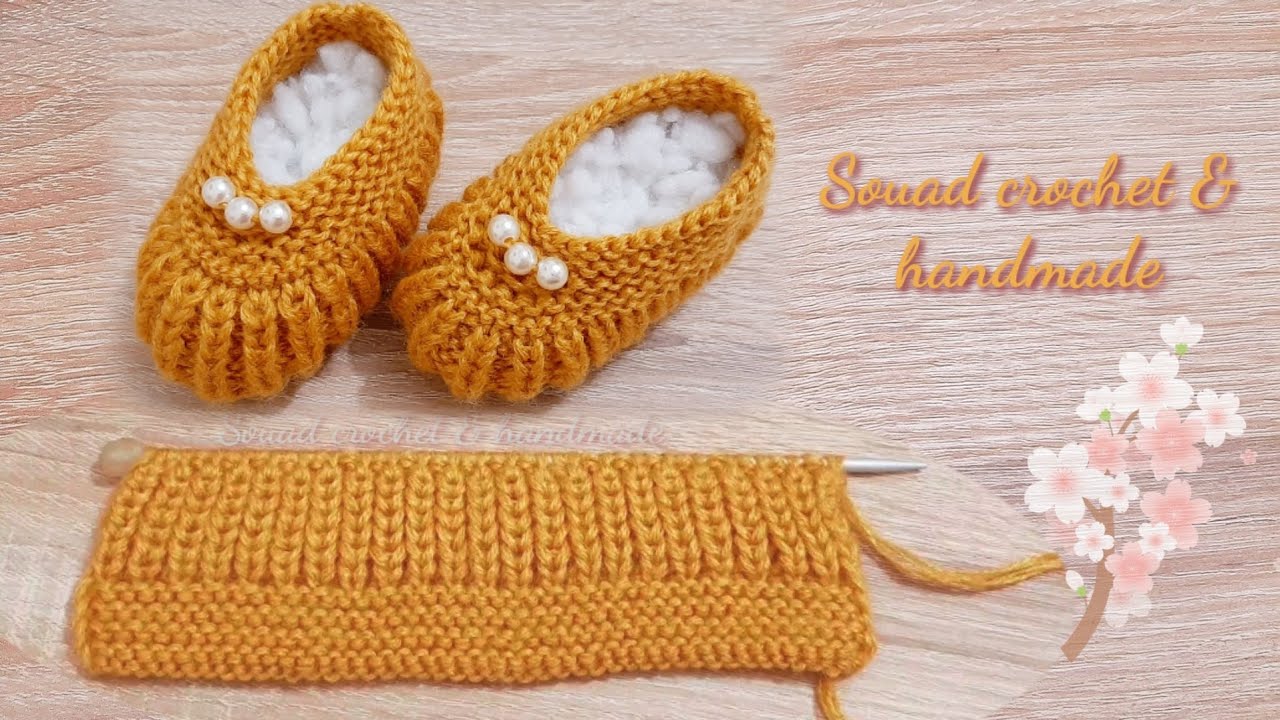 تريكو لكلوك لطفل - سليبر- من 6 إلى 9 أشهر how  to knit baby shoes (6 to 9 months )