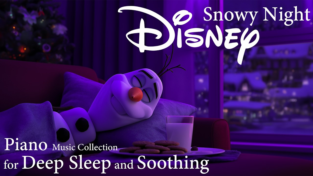 Snow Night Disney Piano ❄️🌌 Gentle Music for Deep Sleep & Peaceful Dreams
