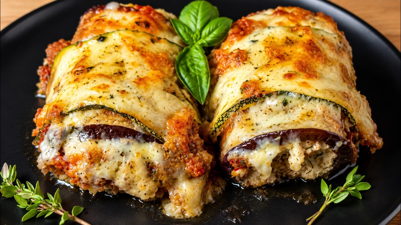 No Pre-Bake, No Waste, Eggplant & Zucchini Rollatini – Easy & Delicious! 🍆🥒🧀