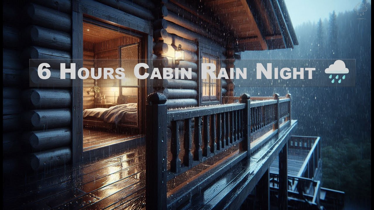 Heavy Rain By Cabin 🌧️ | 6 Hours of Night Rain for Deep Calm & Sleep