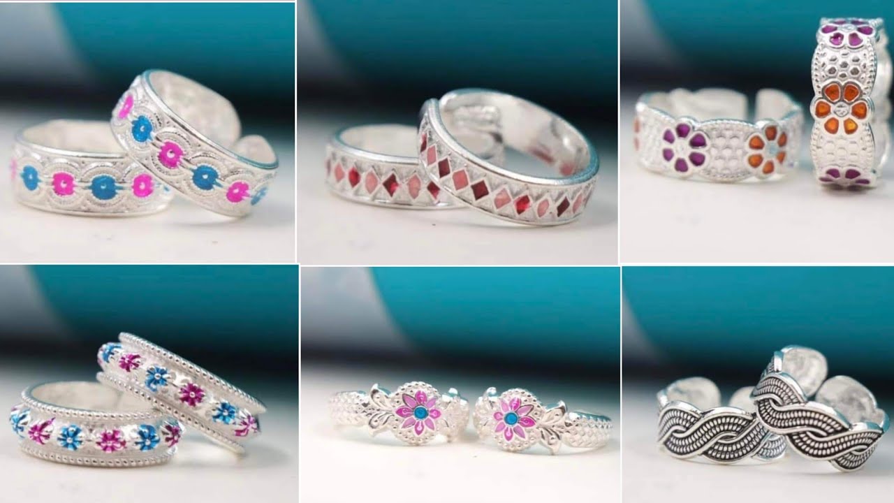 Colorful Silver Toe Rings For Womens ll कलरफूल पायातील जोडवी ll