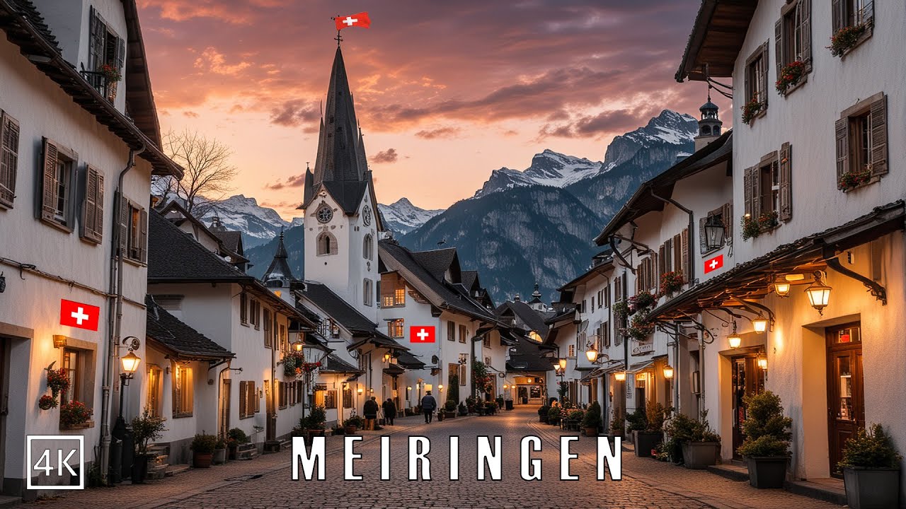 Meiringen Switzerland 🇨🇭 A Relaxing Evening Walk in Meiringen's Charming Streets 4K