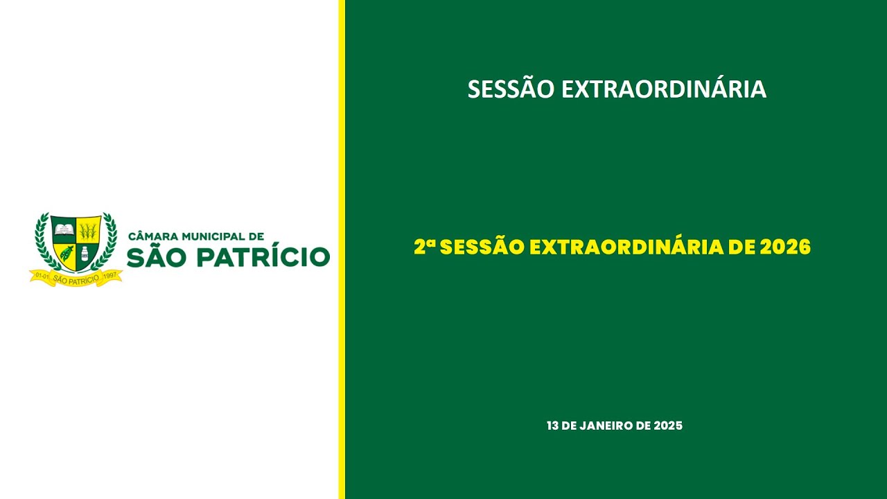 2ª SESSÃO EXTRAORDINÁRIA DE 2026