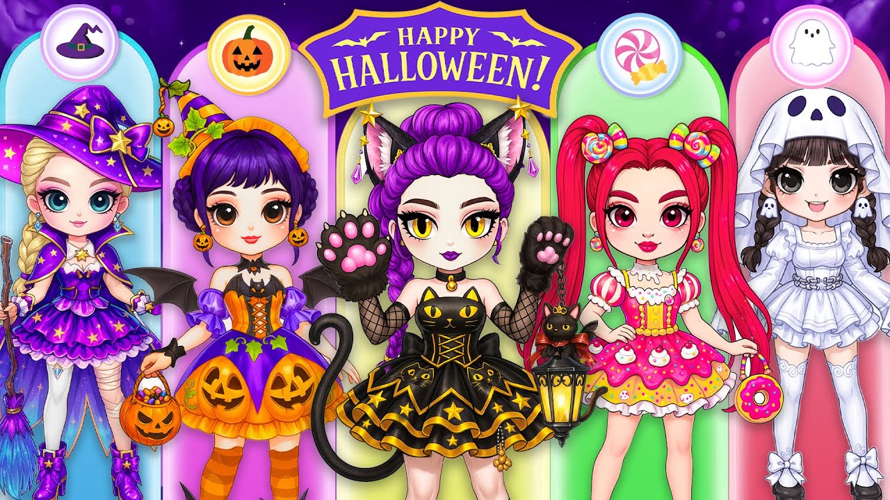 K-Pop Paper DIY 💖 Rumi, Mira vs Zoey Glow Up Into  HALLOWEEN Fashion Contest 👻 Hana Dolls