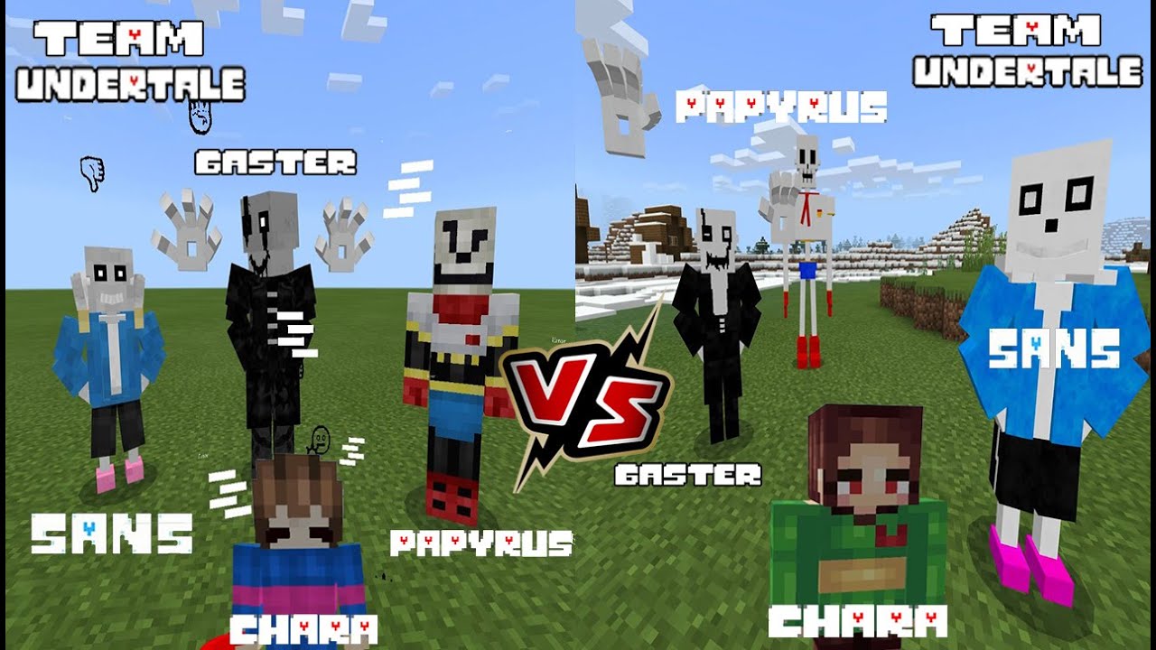 Team Undertale (H2Vwither123) VS Team Undertale (Rhex, WOM) [Gaster, Sans, Chara, Papyrus] Minecraft