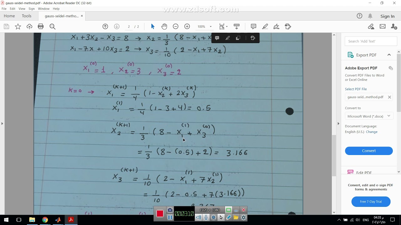 Matlab program to solve gauss-seidel method