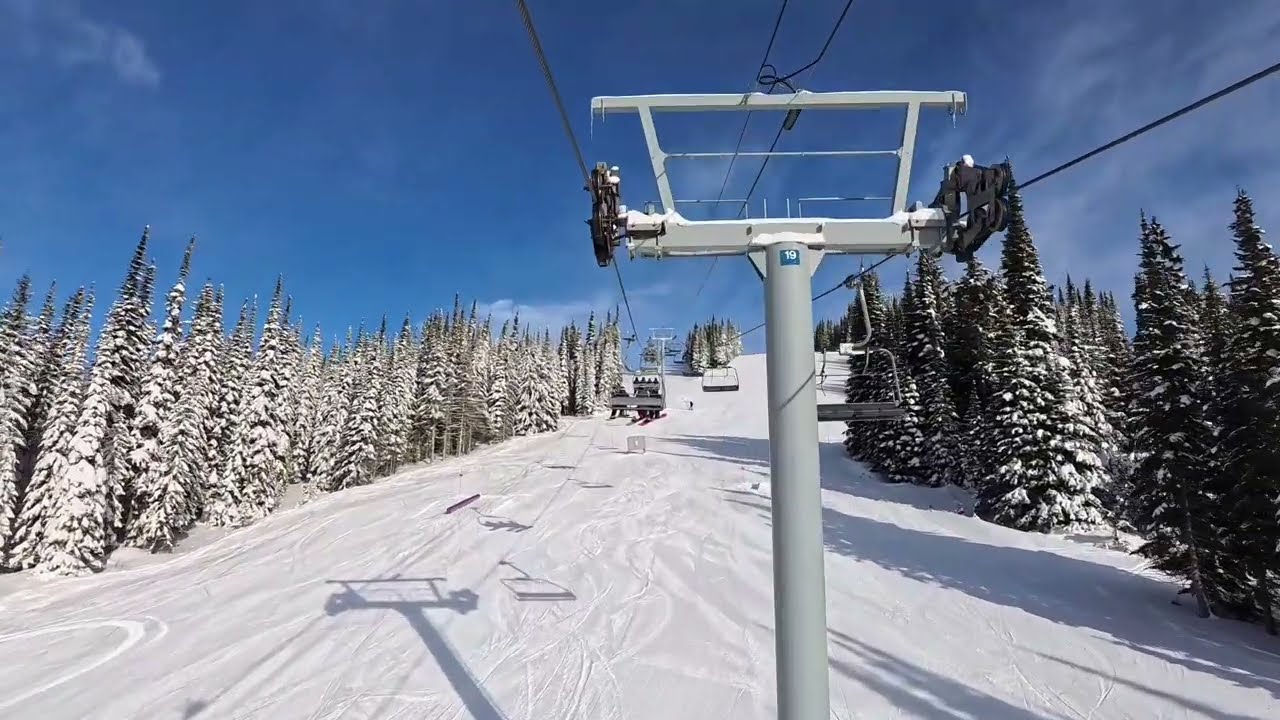 Riding up the Sundance Chair at Sun Peaks.