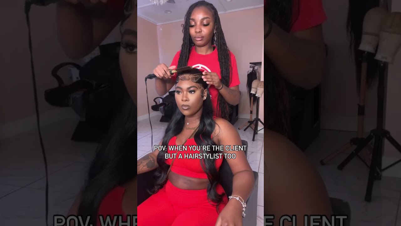 Pov: When you&rsquo;re the client but a hairstylist too😅#shorts #linktohair #wigs #hair