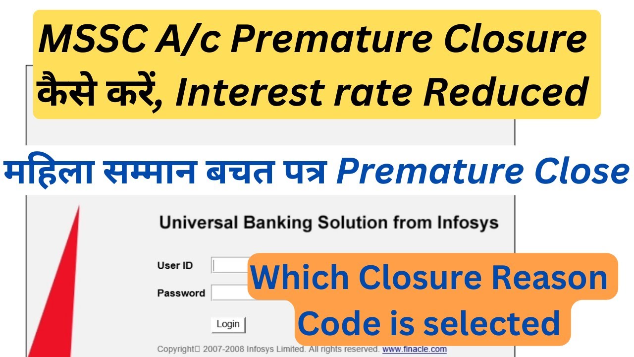 MSSC Pre mature Closure Process in DOP Finacle