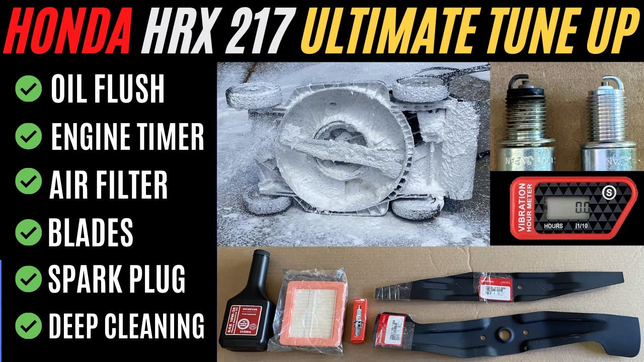 Honda HRX 217 Lawn Mower Ultimate Tune Up (Engine Flush, Blade Replacement, Spark Plug & Air Filter)