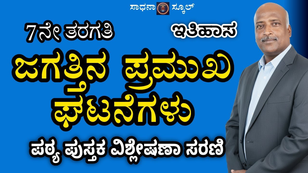 ಜಗತ್ತಿನ ಪ್ರಮುಖ ಘಟನೆಗಳು | ಏಳನೆ ತರಗತಿ | ಇತಿಹಾಸ | ಅಧ್ಯಾಯ-1| ರಮೇಶ್ ಜಿ. |ಸಾಧನಾ ಸ್ಕೂಲ್