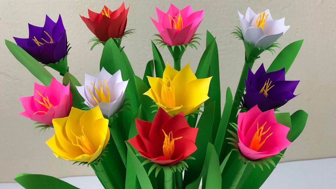 Beautiful Paper Flower Making | Paper Flowers | Paper Craft | Home Decor | Crafts With Paper | DIY