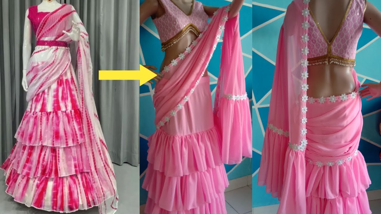 Frill Saree Cutting And Stitching l Frill Saree Design l Frill Dress l