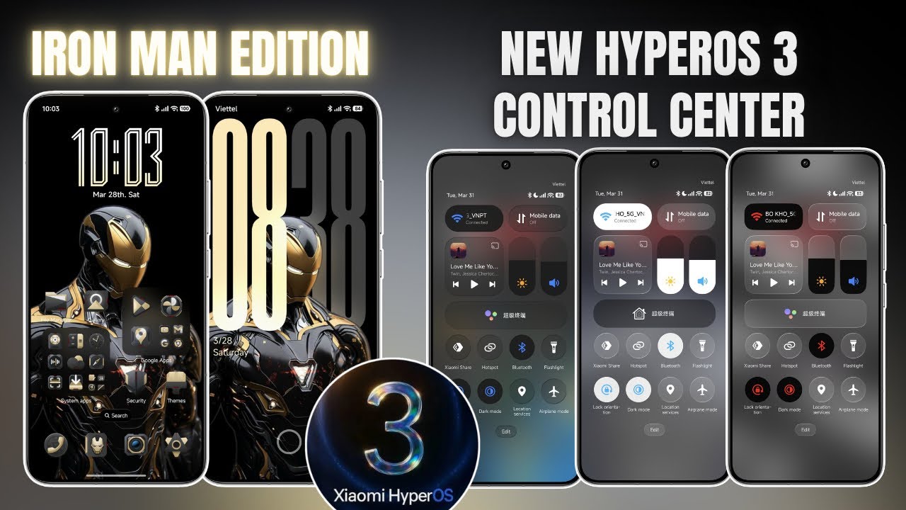 Поддержка новых тем оформления, Глобальный центр управления HyperOS 3 &mdash; Poco X8 Pro Iron Man Edition