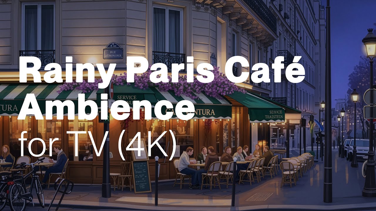 Rainy Paris Café Ambience ☕ Cozy Lofi for TV Screens & Calm Evenings (4K)