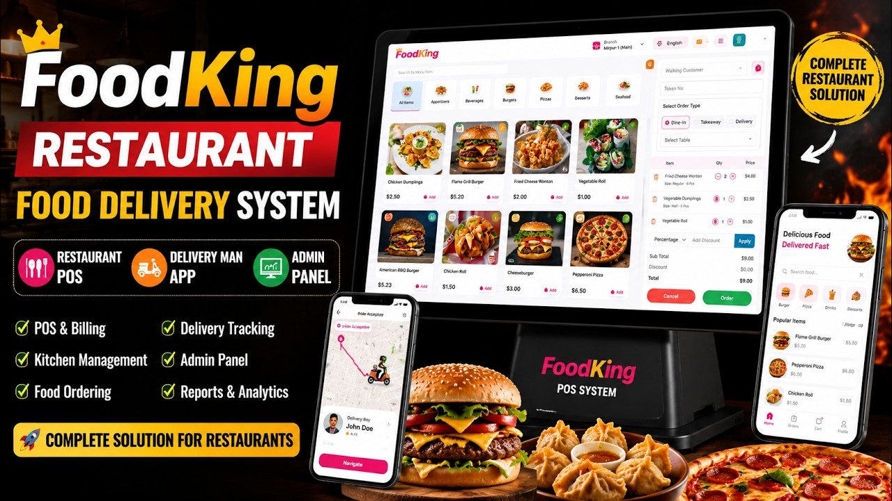 FoodKing - Restaurant Food Delivery System with Admin Panel & Delivery Man App | Restaurant POS