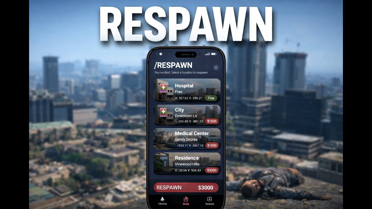 [ESX, QBCORE, QBOX, STANDALONE] In Game Respawn locations | FiveM Script